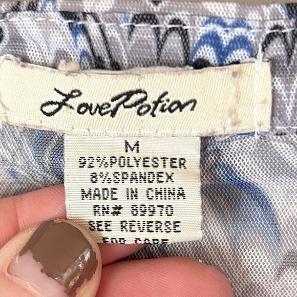 Y2K LOVE POTION Sheer Mesh Kaleidoscope Button Top Funky Psychedelic Retro Sz M - Picture 2 of 12